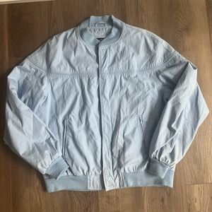 Vintage Par Four Jacket Mens XLT Baby Blue Long Sleeve Bomber Neck Full Zip Golf
